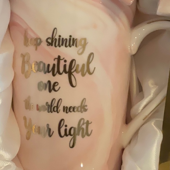 Pink Mug Spoon Gift Keep Shining Beautiful One The World Needs Your Light New - Picture 2 of 4